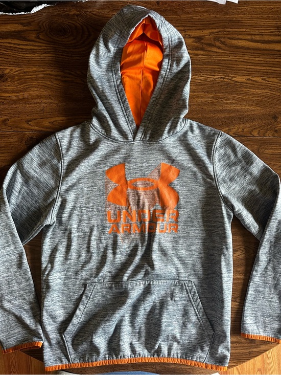 Under Armour Other - Under Armour Gray Fleece-Lined Hoodie with Orange Trim